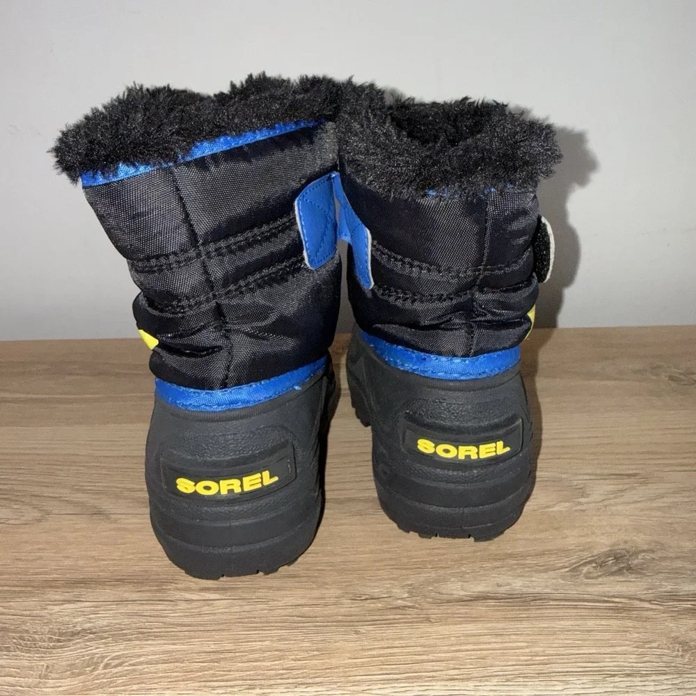Sorel Toddler Snow Boots Boys Size 7 Blue Black Insulated Winter Boots Kids